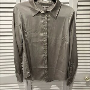 H&M Gray Button Down Shirt Satin Finish
